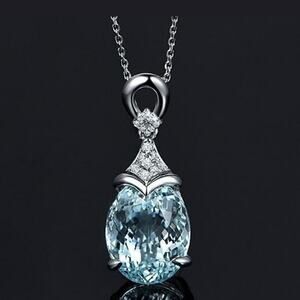 Sterling Silver Aquamarine Charm Necklace